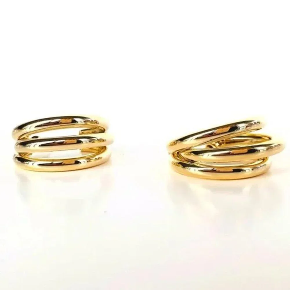 New 18K Gold Chunky Hoops Earrings, NICE EARRINGS, CUTE EARRINGS - Picture 6 of 6